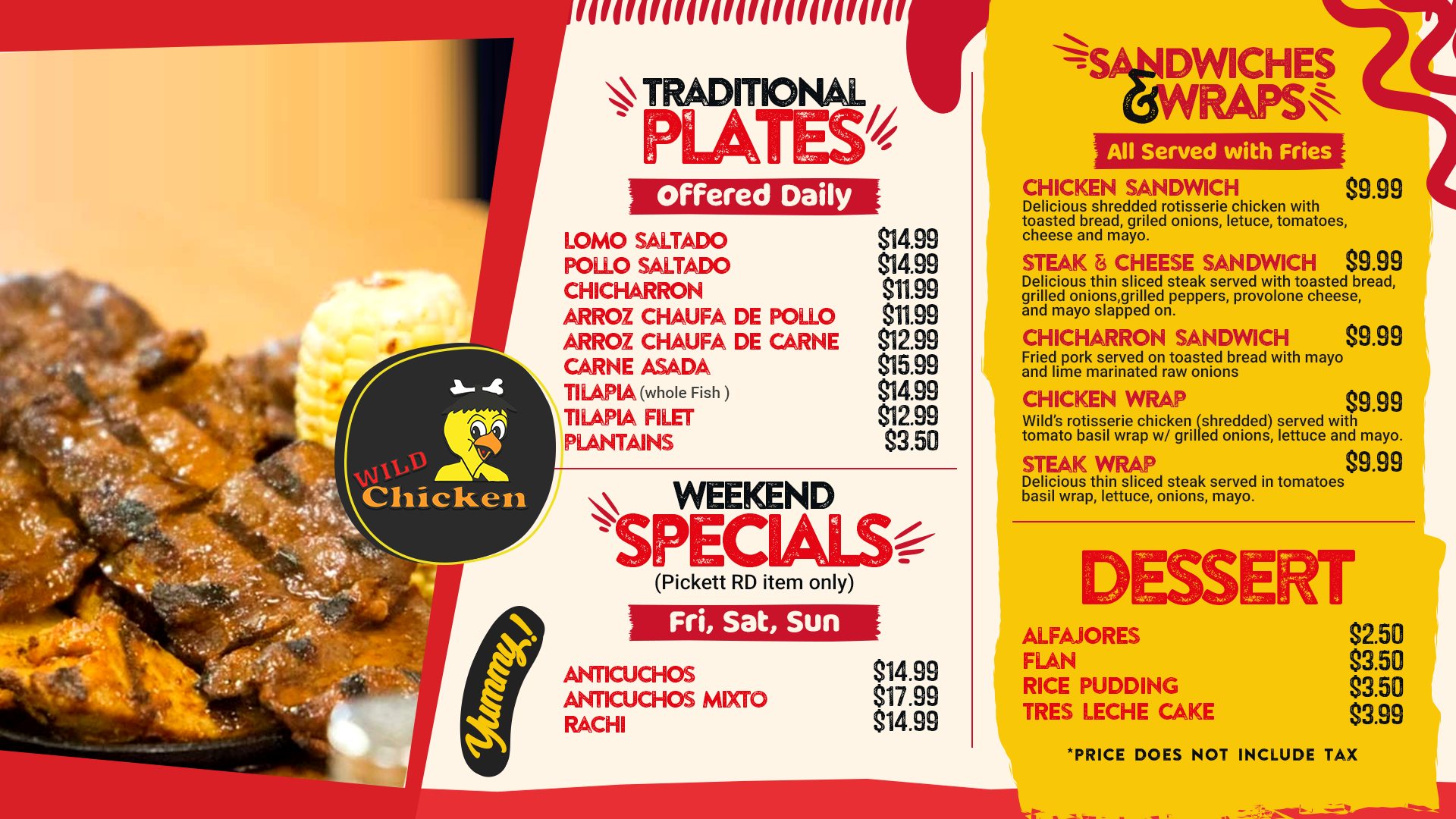 Menu My Wild Chicken